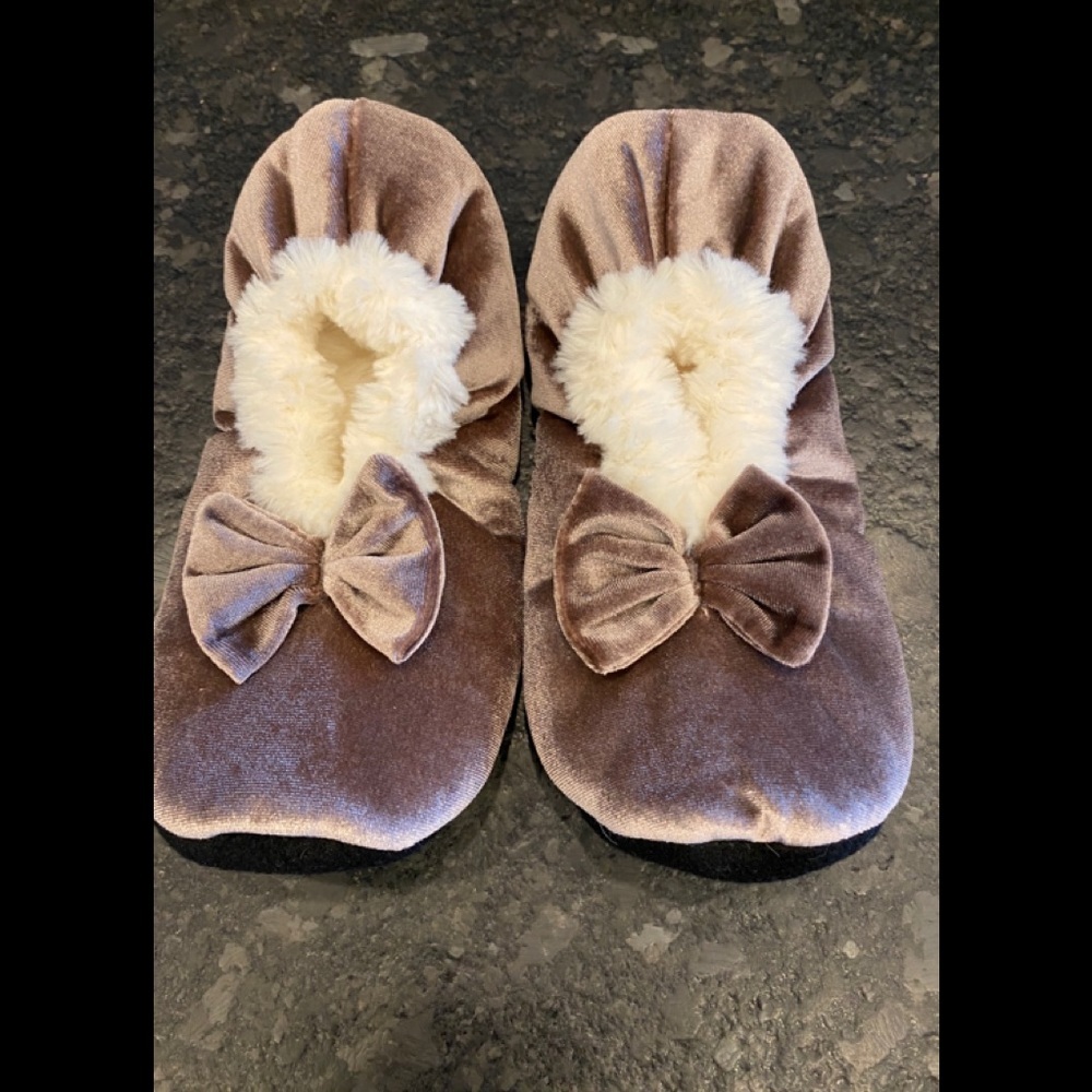 Velvet Furry Lined Ballet Slippers with Bows